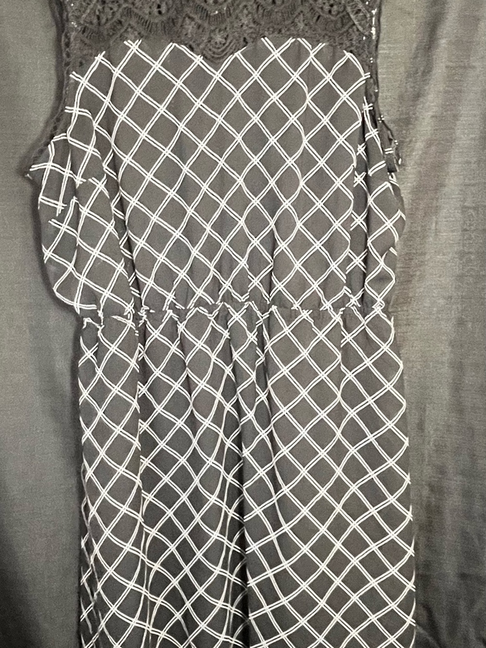 Maurices Black Midi Dress with White Lattice Print